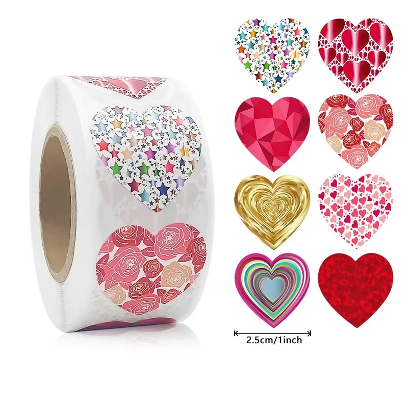 50–500 Stück 2,5 cm rote Herz-Aufkleber für Valentinstag, Backen, Verpackung, Aufkleber, Umschlagsiegel, Liebe, dekorativer Aufkleber