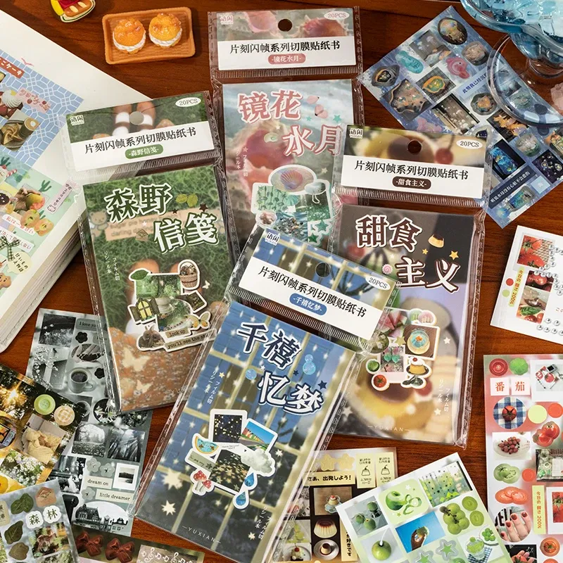 20 Stück gestanzte Aufkleber für Buch, Retro-Cartoon, dekorativ, handgefertigt, Scrapbooking-Zubehör, Tagebuch-Aufkleber, japanische Schreibwaren-Aufkleber