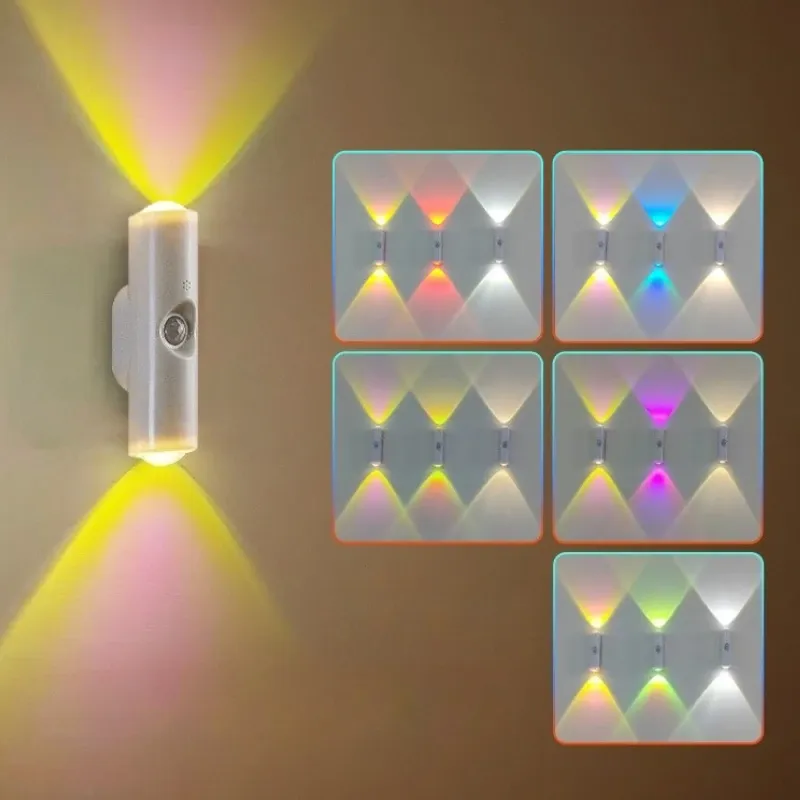 Intelligentes RGB-Nachtlicht mit Farbverlauf, magnetischer Bewegungsmelder, wiederaufladbare Wandleuchte für Schlafzimmer, Badezimmer, Schrank, Garten, Heimdekoration