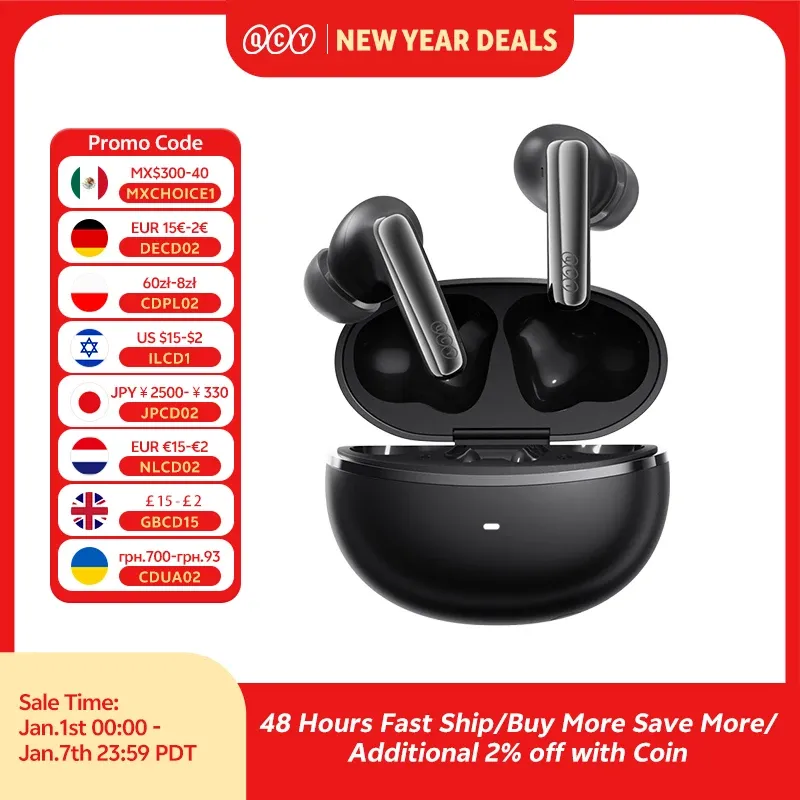 QCY MeloBuds N70 Adaptive ANC Wireless Earbuds Bluetooth 6.0 LDAC Hi-Res Audio 6 Mikrofone Wireless Charging Kopfhörer 50 Stunden IPX5