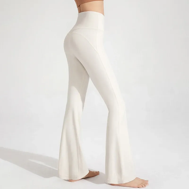 Nackt Hohe Taille Taille Cinching Hüfte Heben Fitness Übung Elastische Bell-Bottom-Hose Frauen Casual Outdoor Laufen Yoga Hosen