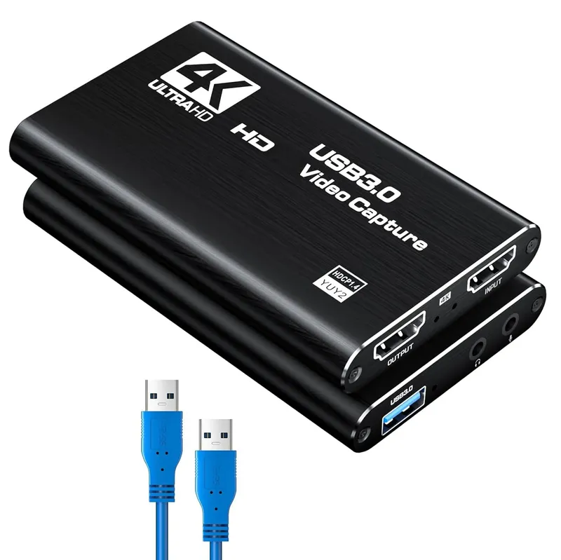 4K HDMI-kompatibel zu USB 3.0 1080P@60Hz Videoaufnahmekarte mit Loop-Out für PS5 PC Game Live Streaming Kamera Broadcast OBS
