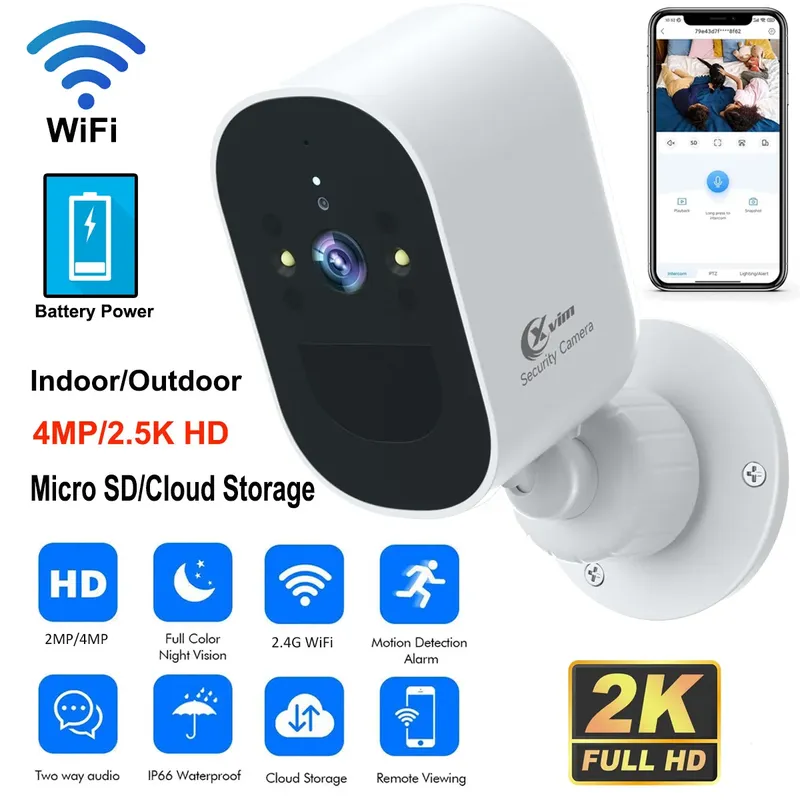 4MP WIFI IP Kamera Akku Outdoor Überwachungskamera Farbe Nachtsicht Sicherheit Kamera Hause Baby Monitor