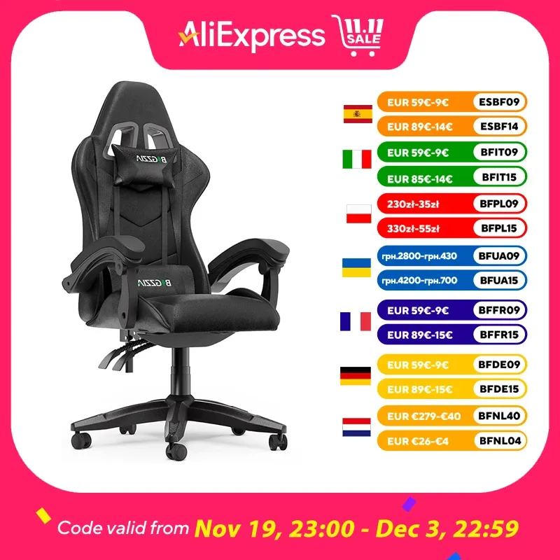 Ergonomic Gaming Chair PC Chair Computer Chair Gaming Chair Breathable Office Chair with Cushion, Reclining Back Support