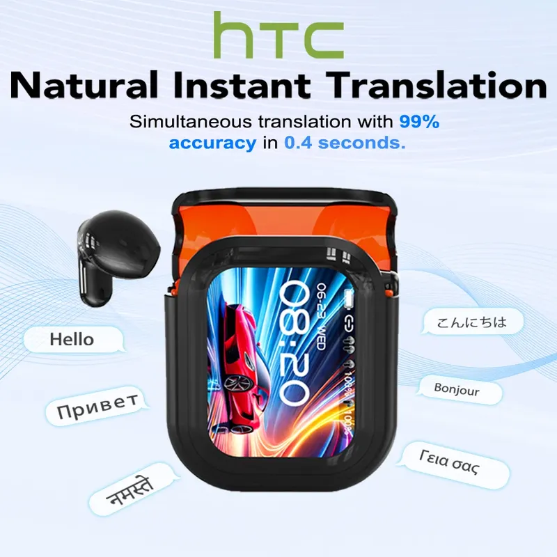 Übersetzer HTC NE20 Neue Bluetooth 6.0 Drahtlose Kopfhörer Übersetzungskopfhörer IPX4 Wasserdicht Bewertung Lange Akkulaufzeit