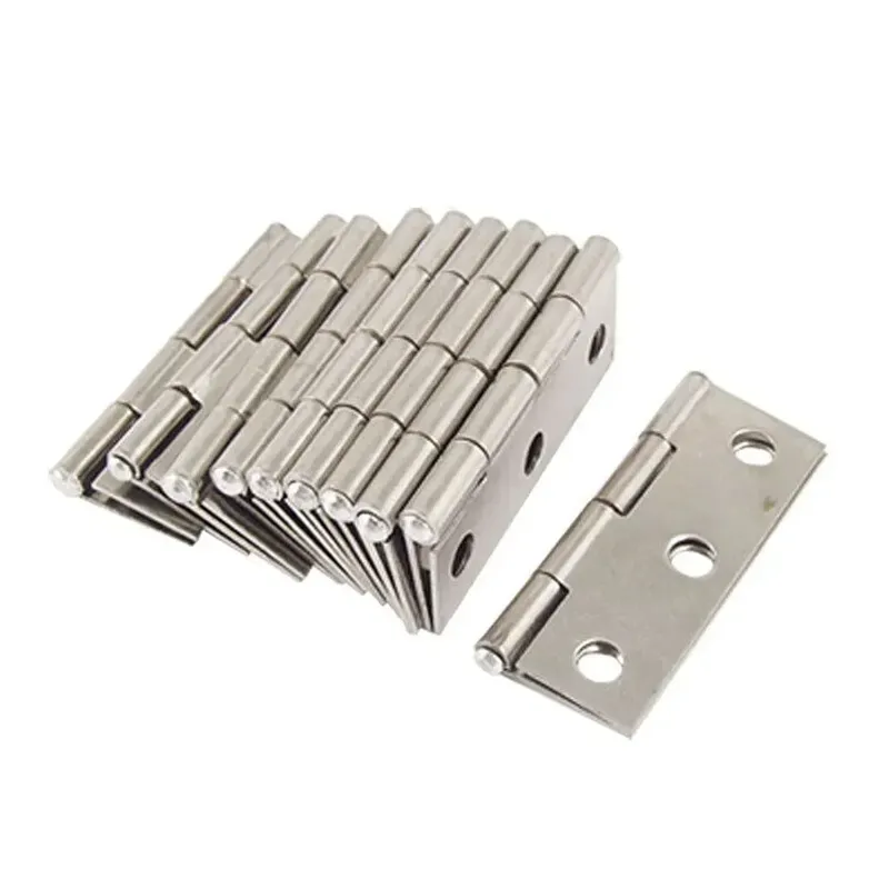 10 Stück Edelstahl-Türscharniere, Schranktüren, Fenster, Holzkiste, flaches Scharnier, Wohnmöbel, Hardware-Zubehör