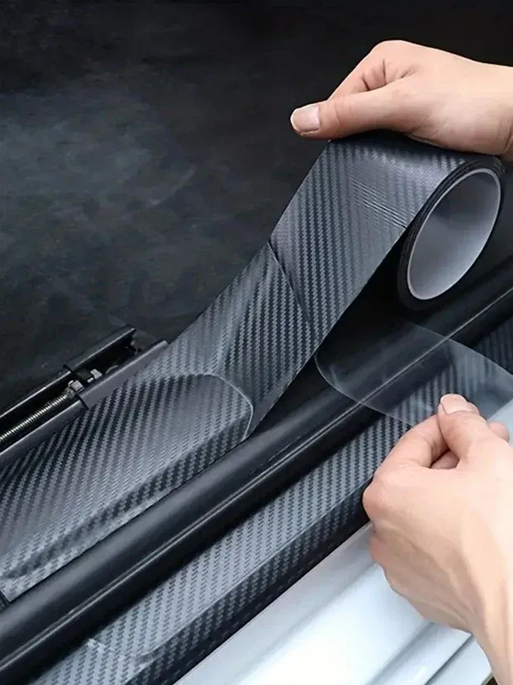 3D Carbon Faser Aufkleber Paste Auto Schwelle Schutz Film Anti Scratch Wasserdicht Matte Schwarz Nano Aufkleber für Auto Körper