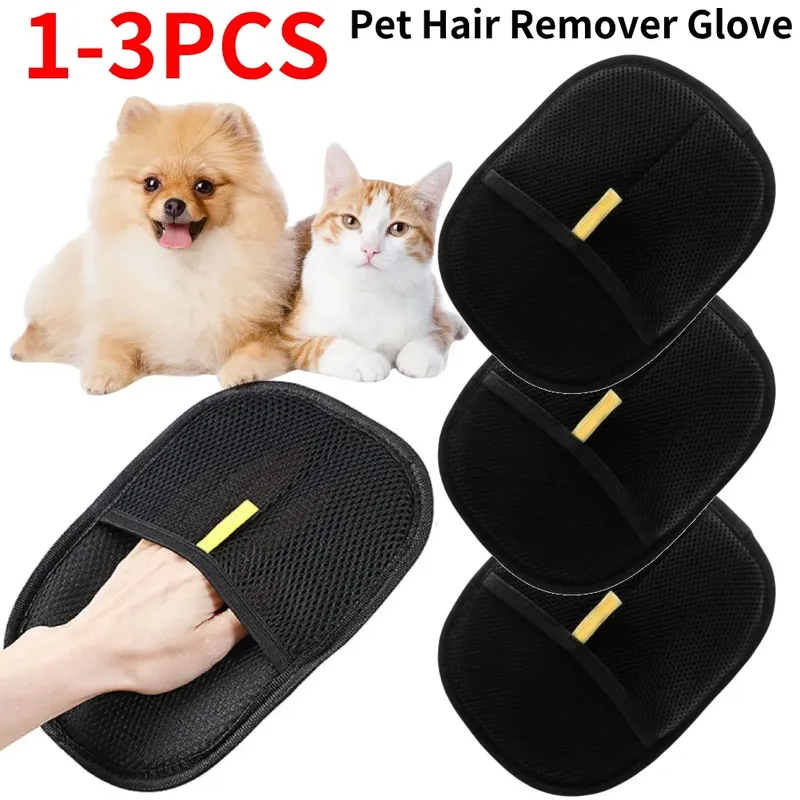 1/2/3 Stück Tierhaarentferner-Handschuhe, Tierhaarentferner-Handschuhe, Enthaarungsbürste, Handschuh für Hund, Katze, Kaninchen, mit langem/kurzem/lockigem Haar