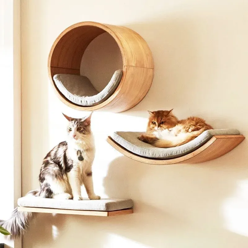 Holz Katze Klettern Regale Wand Kratzbaum Sisal Kratzbaum Pedal Hängematte Indoor Kätzchen Spielplatz Katzen Zubehör