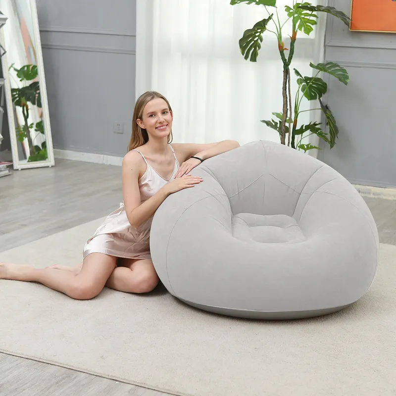 Aufblasbares Lazy Sofa, zusammenklappbar, tragbar, aufblasbarer PVC-Luftstuhl für Wohnzimmer, Outdoor, Camping, praktischer Strand-Lounge-Stuhl