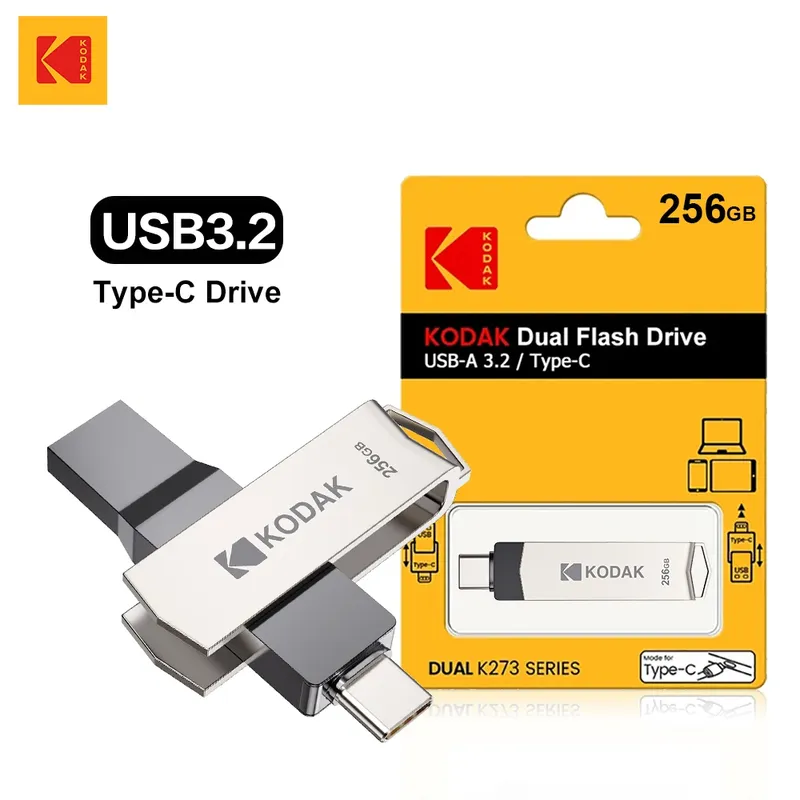 Kodak USB 3,2 Typ C Flash-Laufwerk 256GB 128GB 32GB Pen drive Hochgeschwindigkeits-Dual-Memory-Stick für Smartphone-Laptop