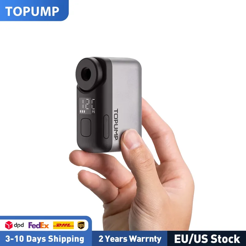 TOPUMP TB2 PRO Elektrische tragbare Mini-Pumpe für Fahrrad, kabelloser Reifenfüller, 120 PSI, max. 450 mAh Akku mit Display, schnelles Aufladen