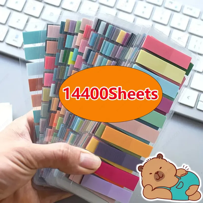 14400–200 Blatt transparente Notizbuch-Tabs, Index, kreative Notizblöcke, klebrige Schule, Büro, Schreibwaren, selbstklebende Aufkleber