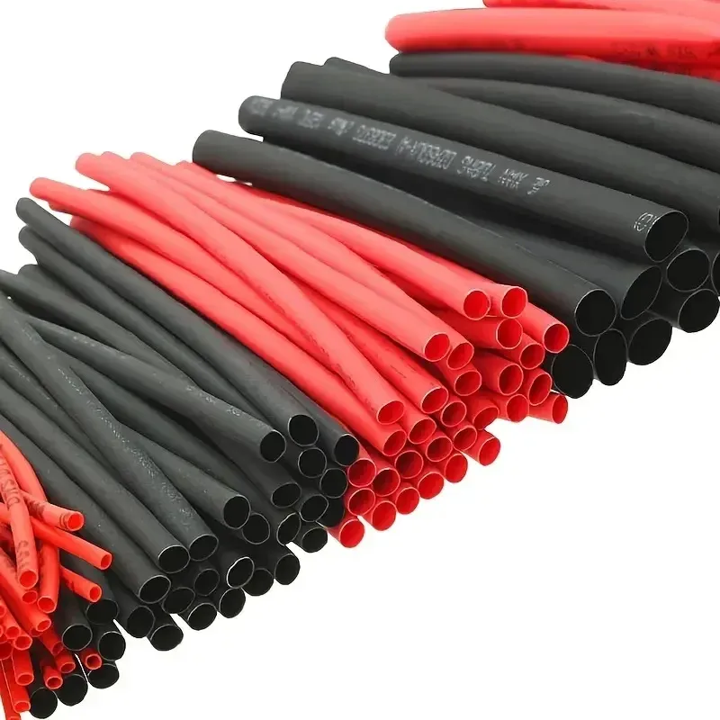 127PCS Schwarz Rot Schrumpfschlauch 2:1 Sortiment Polyolefin Rohr Auto Kabel Schlauch Wrap Draht Kit