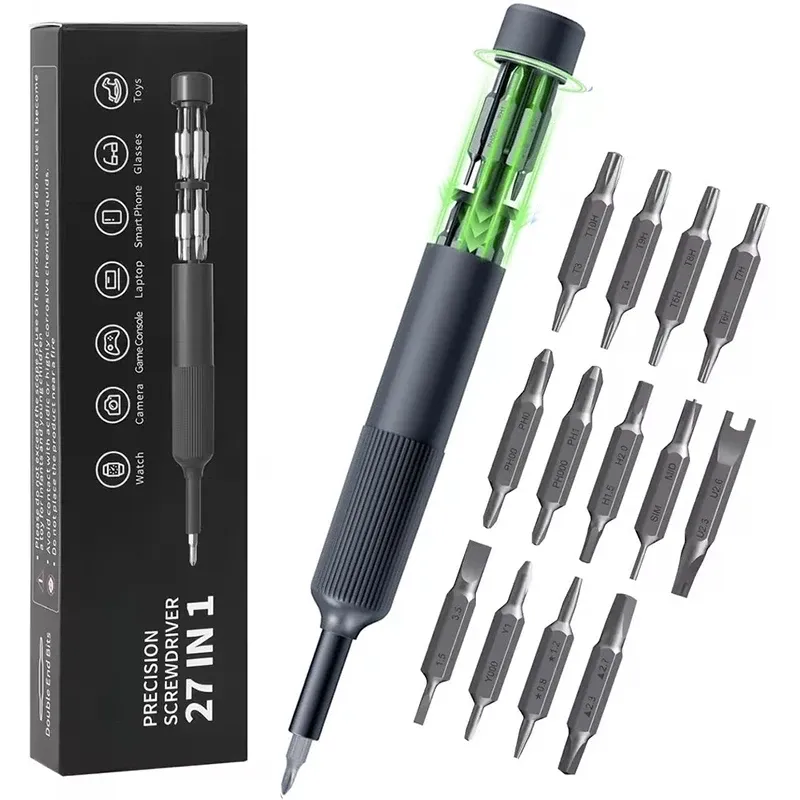 27-in-1-Präzisions-Schraubendreher-Set, magnetische Bits, Stift-Stil, manuelles Reparatur-Werkzeug-Set für Brillen, Uhren, PC, Juweliere, Laptops, iPhone