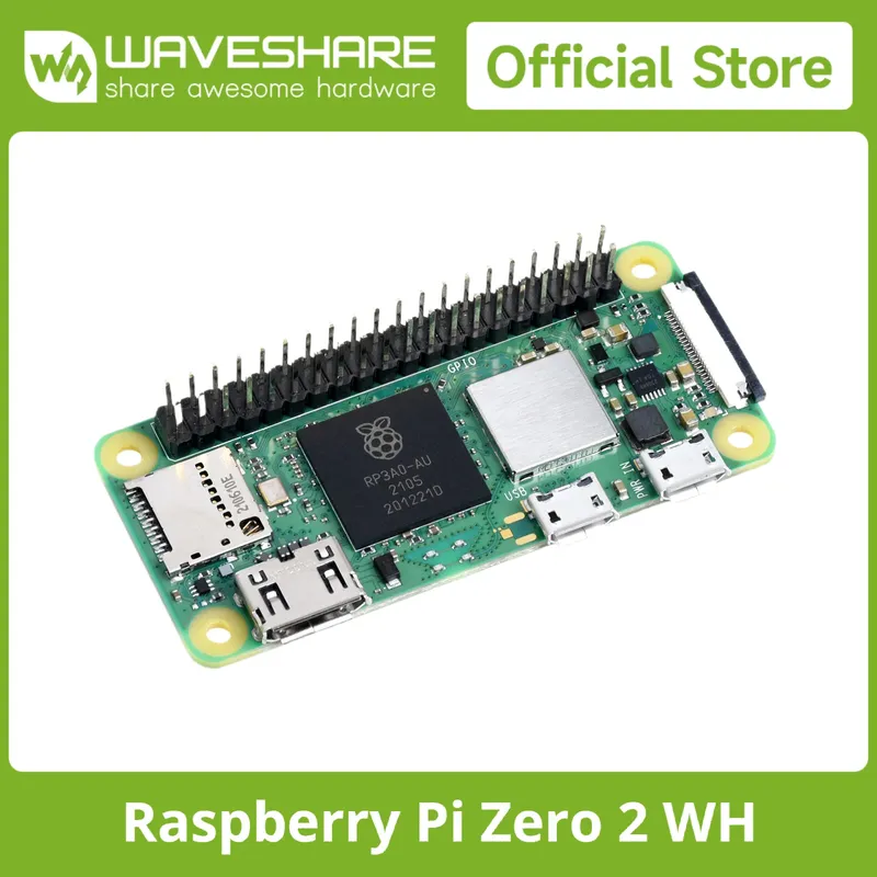 Waveshare Raspberry Pi Zero 2 W/WH/WHC, fünfmal schneller, 1 GHz Quad-Core ARM-Prozessor, Cortex-A53 CPU, WLAN, Bluetooth 4.2 BLE