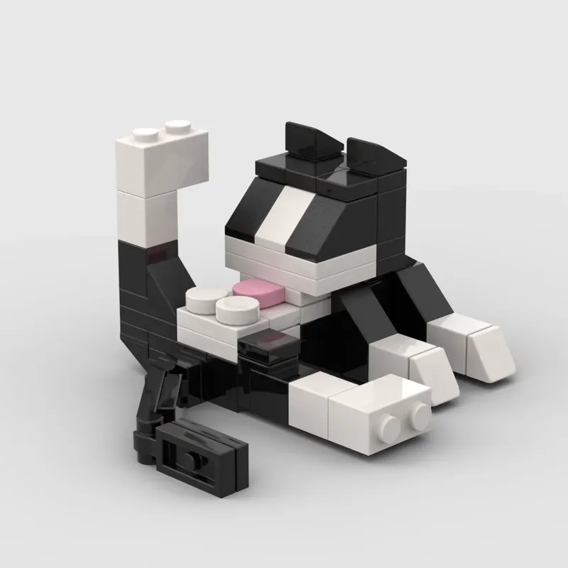 Tier Serie 62Pcs MOC Ziegel Katze Figur DIY Bausteine Kinder Bildung Spielzeug Für Kinder Geburtstag Geschenk