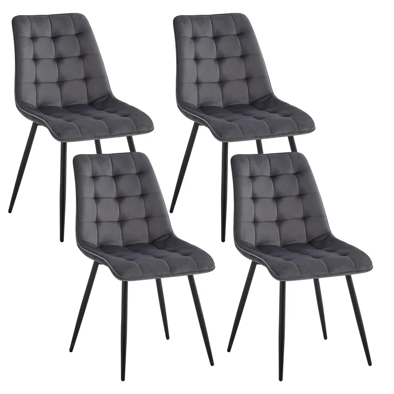 EGOONM Ein Set mit 4 Samt-Esszimmerstühlen, Metallbeinen, moderner, bequemer Stuhl für Küche, Schlafzimmer, Wohnzimmer, Wohnmöbel
