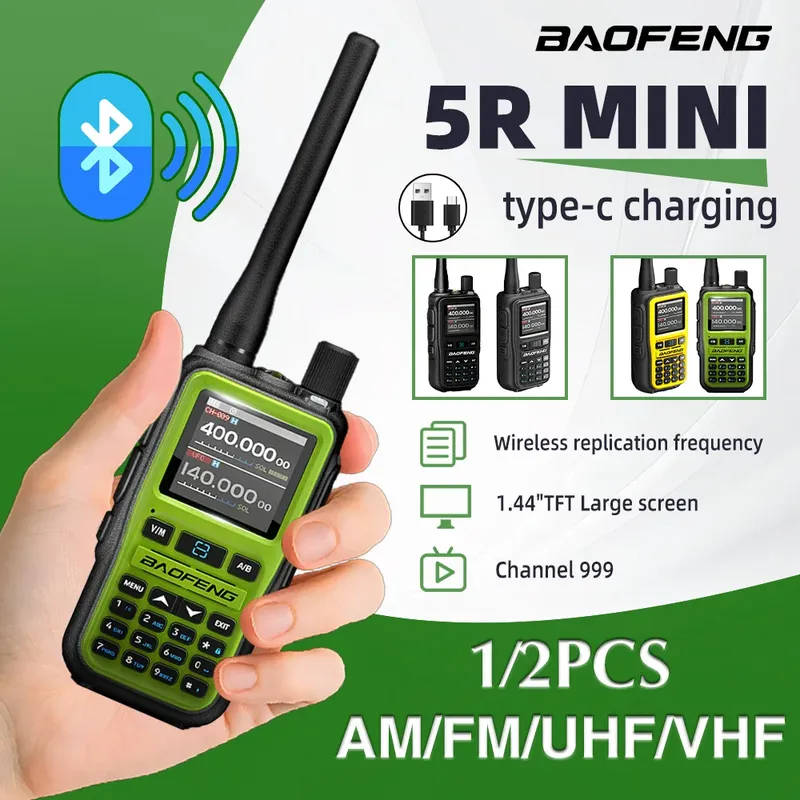 1 Stück Baofeng Walkie-Talkie UV-5R Mini Amateurfunkgerät Multiband Bluetooth-Programmierung Frequenz Dual PTT AM/FM Camping Tragbar