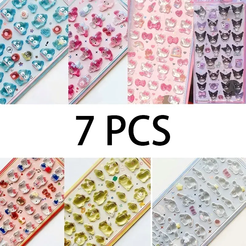 Süße Anime Hellokitty Kuromi Cinnamoroll 3D Sanrio Aufkleber Transparent Gelee Kristall Dekorative Aufkleber Handyhülle DIY Kinderspielzeug