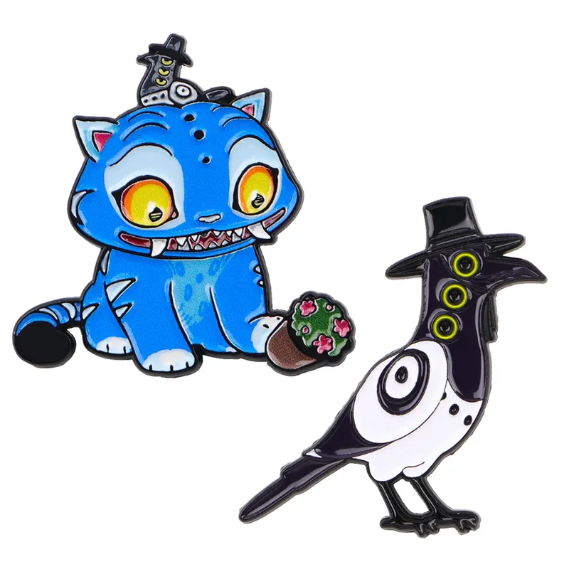 Vogel und Monster Emaille Pin Broschen für Frauen Anstecknadeln Abzeichen auf Rucksack Kostüm Accessoires Modeschmuck Geschenke für Freund