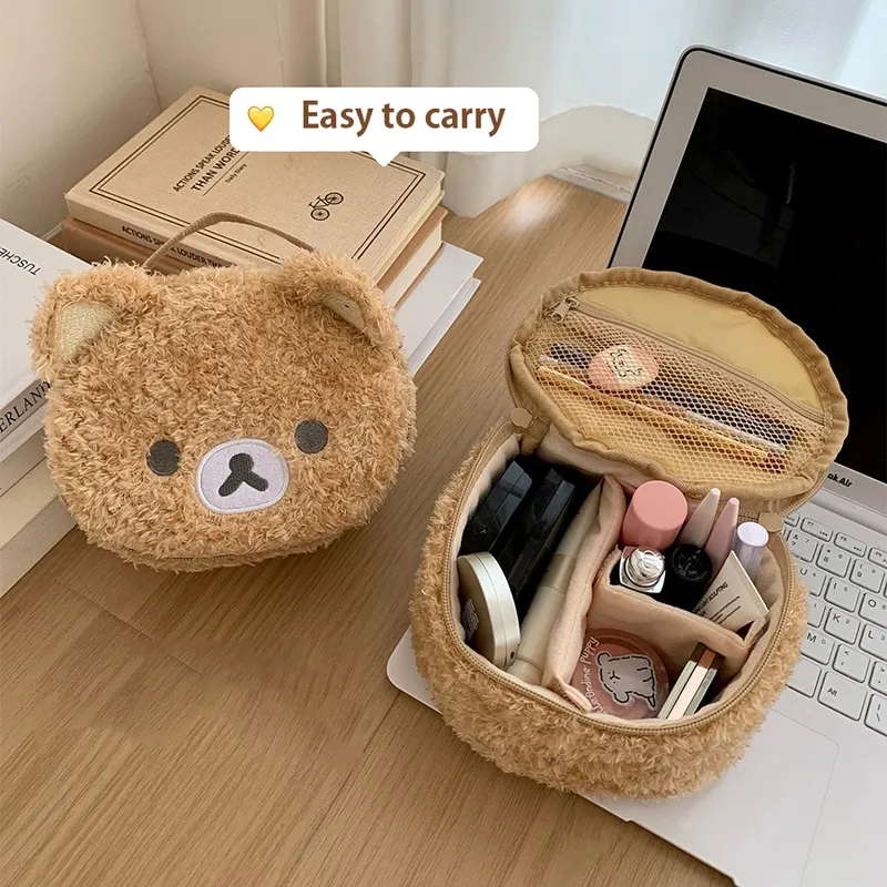 Plüsch Make-Up Fall Anime Entspannt Bär Kosmetik Tasche Frauen Schmuck Lagerung Beutel Mädchen Organizer Handtaschen Geschenk Heiße Verkäufe