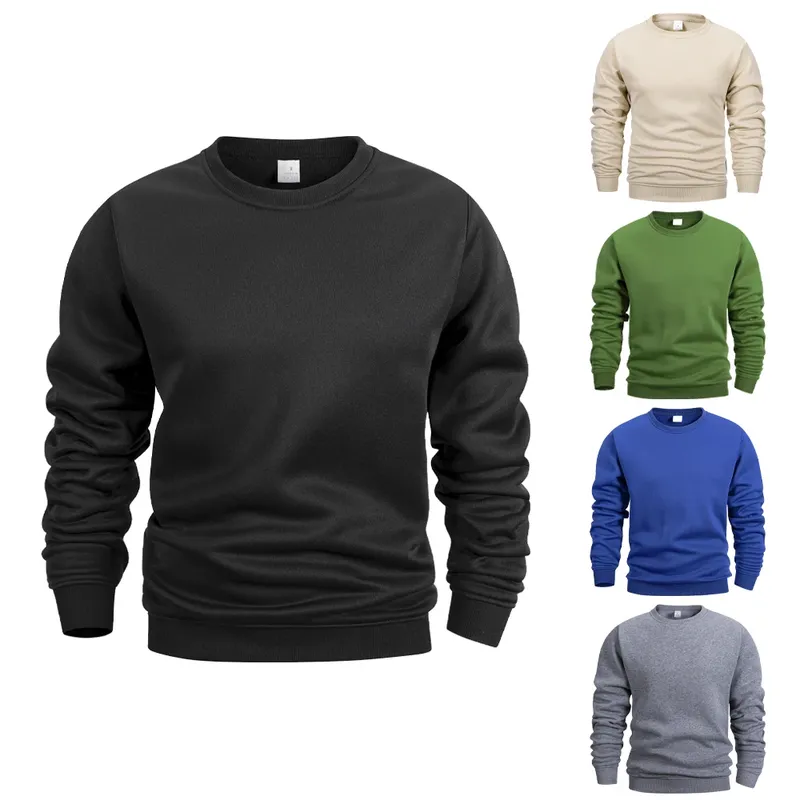 Herren-Sweatshirt mit Rundhalsausschnitt, einfarbig, für Frühling, Outdoor, lässig, täglich, langärmelig, Pullover, Kapuzenpullover, Herren-Sportbekleidung