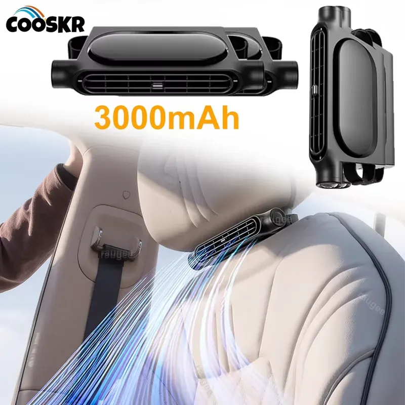 Tragbarer Autositz-Ventilator, 3 Geschwindigkeiten, verstellbar, Lüfter für die Kopfstütze des Autos, 5 V USB-betriebener Ventilator für die hintere Rückenlehne des Autos, Auto-Innenzubehör