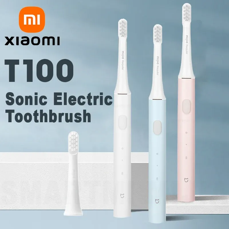 XIAOMI MIJIA Elektrische Schallzahnbürste T100, 30 Tage Akkulaufzeit, IPX7 wasserdichter weicher Bürstenkopf, 2 Modi, aufhellende Zahnbürsten