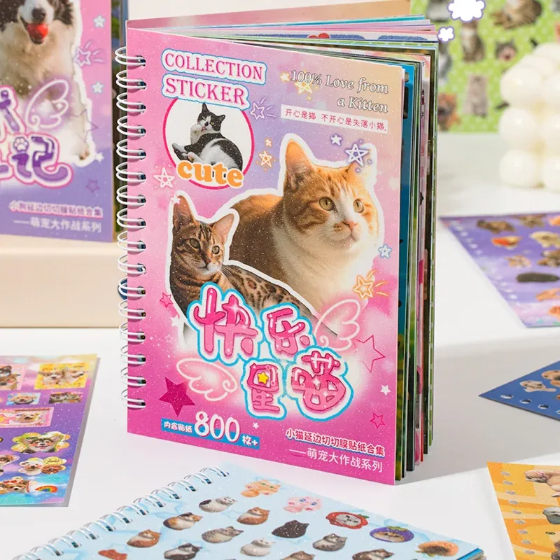 30 teile/beutel Nette Pet Schlacht Cut-Out Spule Aufkleber Buch DIY Handbuch Kalender Grußkarten Tagebuch Notebook Album Material Aufkleber