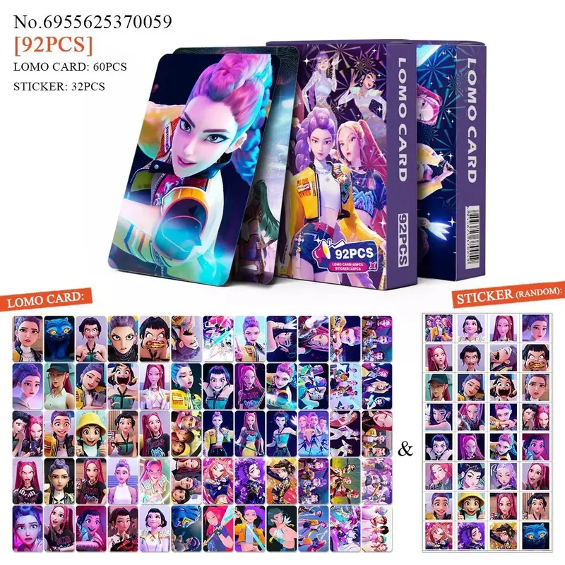 92PCS Anime KPop Dämon Jäger Foto Karte Mini Aufkleber Cartoon Mädchen Jungen Gruppe HD LOMO Postkarte Fans Sammlung fotos