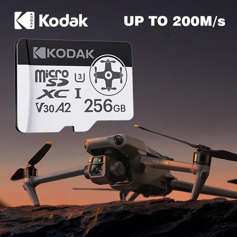 Kodak A2 Micro SD-Karte, kompatibel mit DJI Drone, bis zu 200 MB/s Speicherkarte für Mini 4K/Mini 3/Neo/Mavic 4/Avata 2/Flip/Air 3/X5