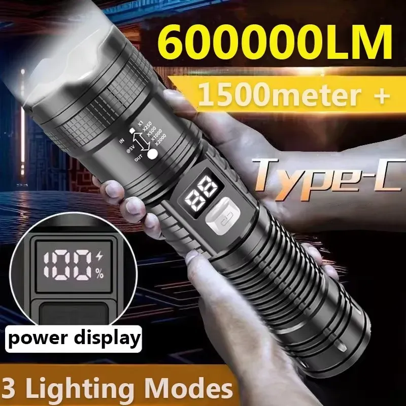 6000000 LM LED Taschenlampe Wiederaufladbare High Power Militärische Taktische Taschenlampe Teleskop Zoom Taschenlampe Lampe Outdoor Camping Laterne