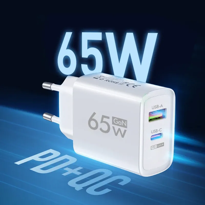PD GaN Typ-C USB 65W Handy-Ladegerät Schnellladegerät Netzteil für iPhone Samsung Huawei Xiaomi Quick Charge Wandladegerät
