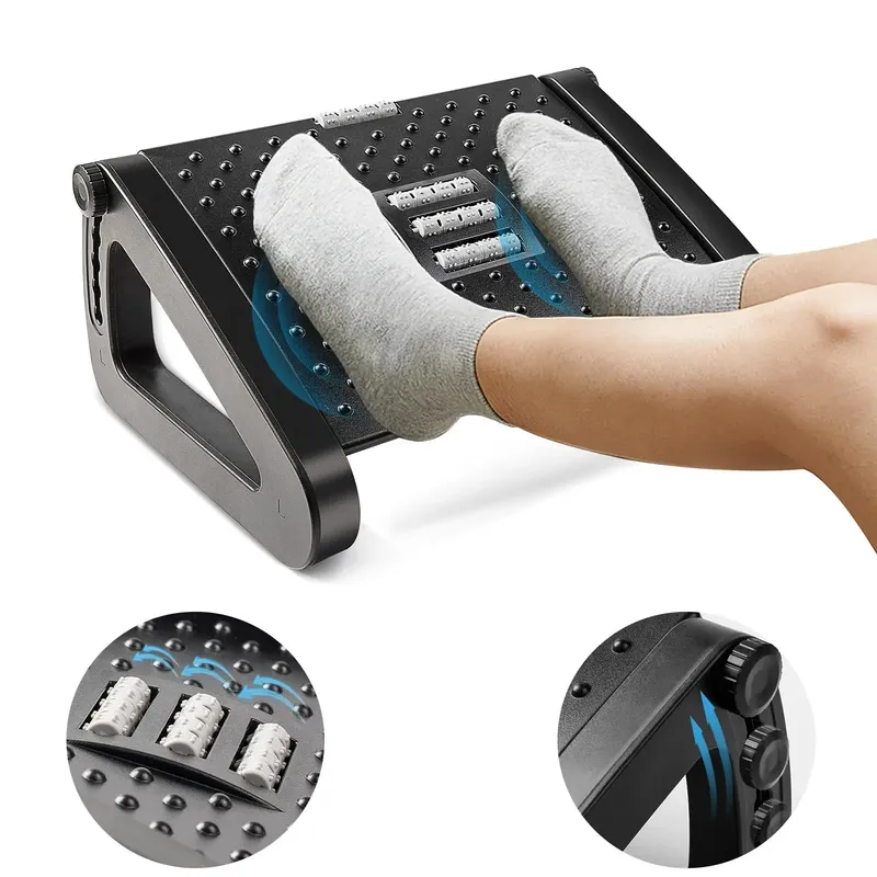 Fußstütze für unter dem Schreibtisch, verstellbare Fußstütze, ergonomische Fußhocker-Massage zur Druckentlastung, tragbarer Fußhocker, Beinstütze für den Schreibtisch