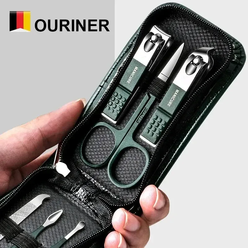 Ouriner 6–18 Stück tragbare Maniküre-Sets, Pediküre-Sets, helles Schwarz, Nagelknipser-Set, Körperpflege-Werkzeuge, Augenbrauenschere