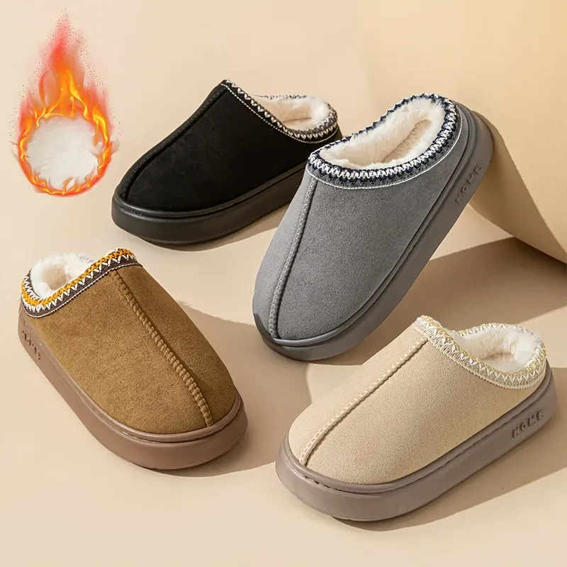Komfortgefütterte Damen-Hausschuhe mit weicher Sohle, warme Winterschuhe für drinnen und draußen, elegante Paar-Hausschuhe