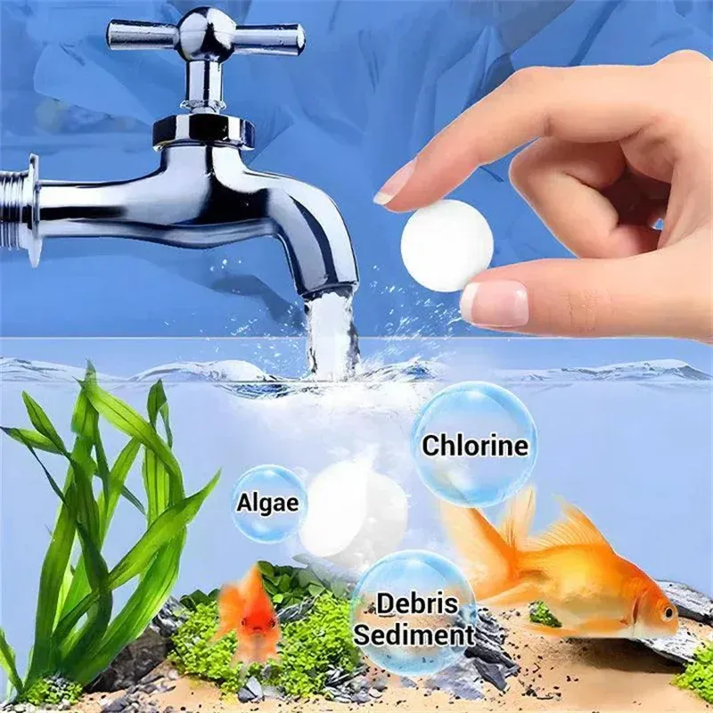 Wasseraufbereitungstabletten, umweltfreundlicher Aquarium-Wasserreiniger, schnell wirkende Reinigungslösung für Aquarien, Wasser-Klärer für Aquarien