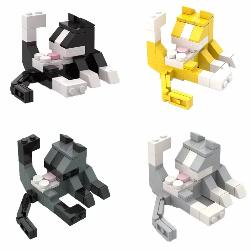 MOC City Cat Animal Series Bausteine Kinder Lernspielzeug, kreatives DIY-Geschenk zum Geburtstag