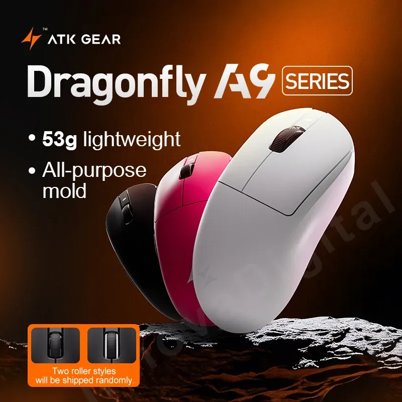 ATK Dragonfly A9 Ultra Kabellose Gaming-Maus PAW3950 Ultraleicht Tri-Modus Ergonomische E-Sports Gamer FPS Maus A9 Plus CSGO