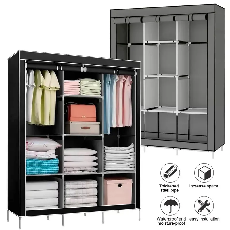 Tragbarer Kleiderschrank, Kleidungsorganisator, Kleiderschrank aus Vliesstoff, Aufbewahrungsschrank für Schlafzimmer, 128 x 45 x 170 cm