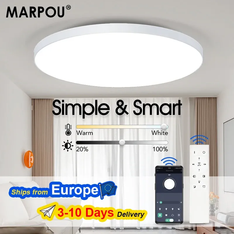 MARPOU Smart Led-deckenleuchte 80W 50W 36W Moderne Led-deckenleuchten Mit APP Fernbedienung für Schlafzimmer Wohnzimmer Kronleuchter
