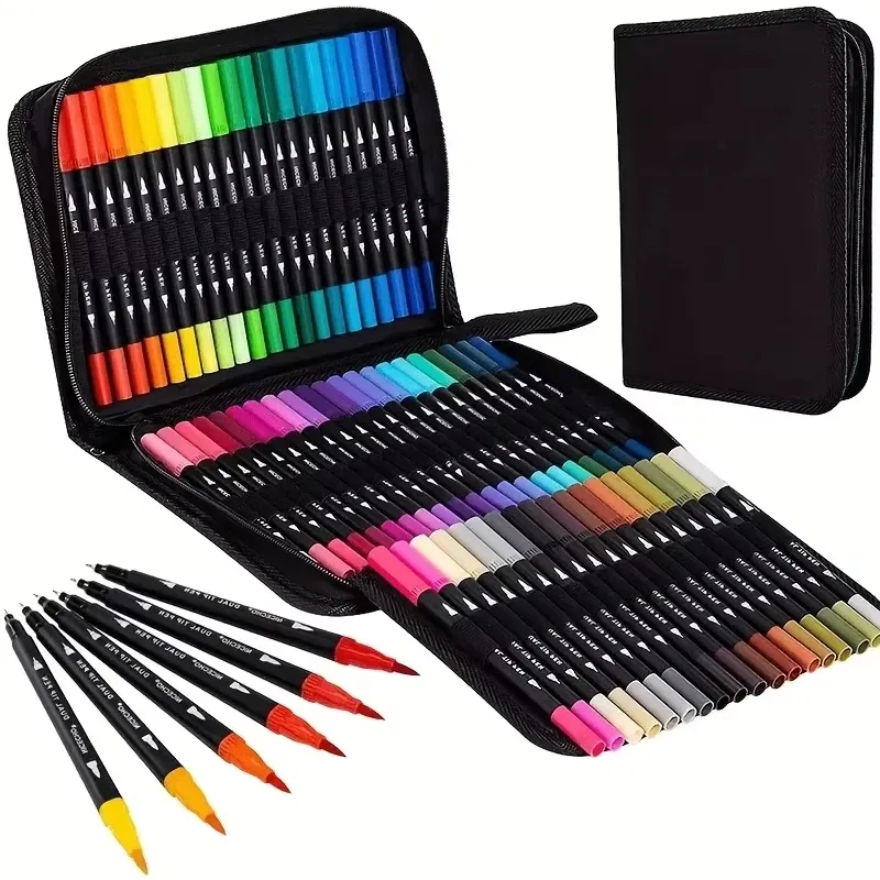 Lebendige doppelseitige Aquarellmarker – Kunstset zum Zeichnen und Basteln, langlebige Kunststoffkörper, Weihnachtsgeschenk