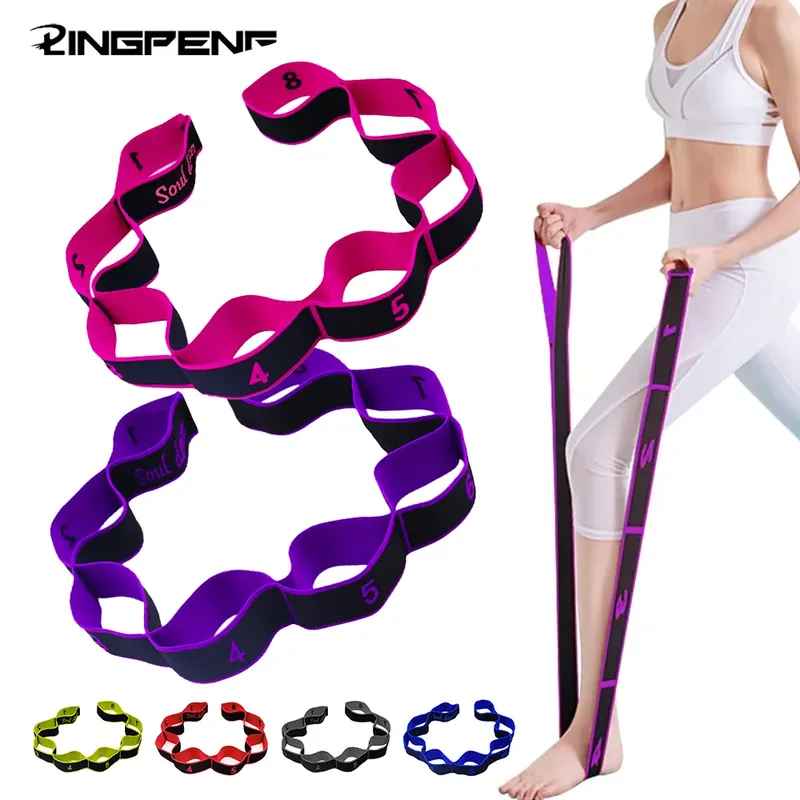 8-teiliger Stil für Tanz, Yoga, Dehnungsgürtel, Pilates, Fitness, Spannung, digitale Elastizität, lateinamerikanisches elastisches Stretch-Widerstandsband