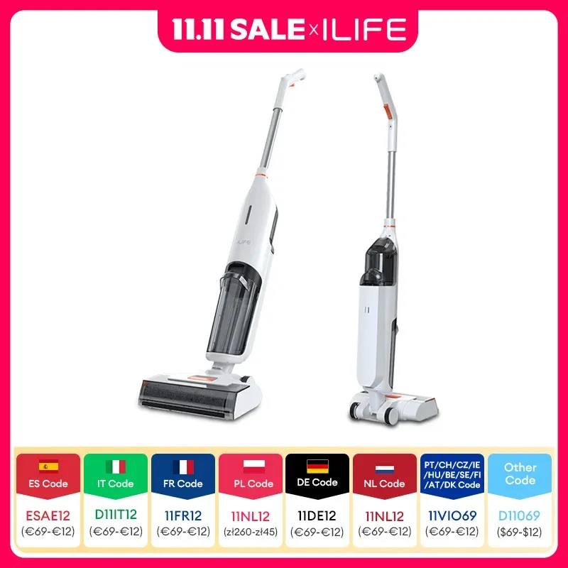 ILIFE W90 Kabelloses kabelloses Nass-Trocken-Smart-Mopp-Waschen, 5500-Pa-Saugkraft, 1 Minute Selbstreinigung, großer Doppel-Wassertank