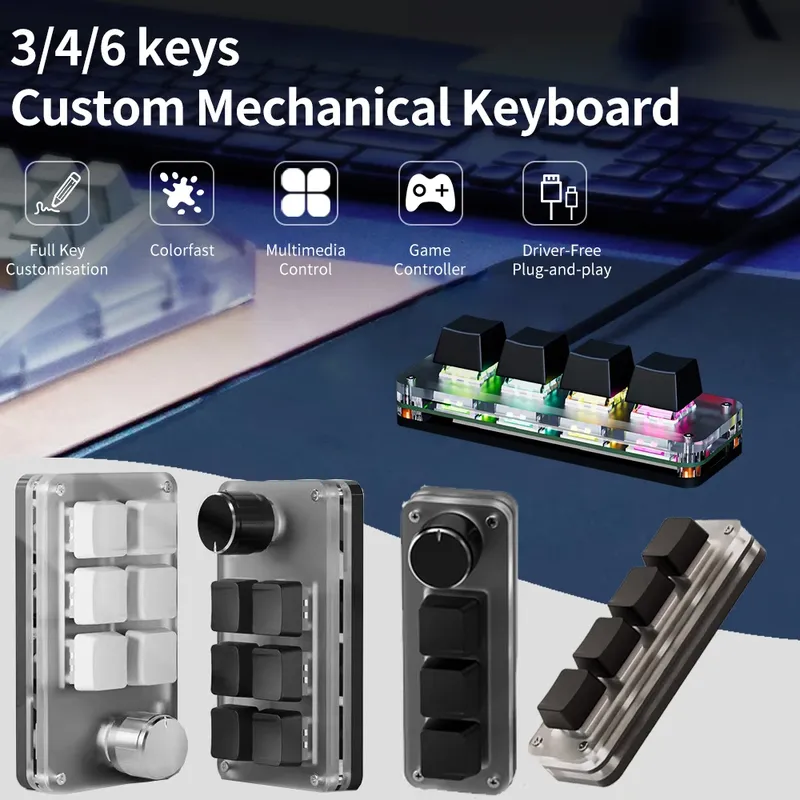 Mini-Makro-Mechanische Tastatur 3/4/6 Tasten USB RGB Gaming Benutzerdefinierte Programmierung Tragbare Tastatur Hot-Swap-Schalter für Photoshop-Musik