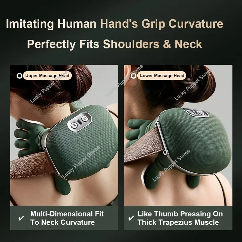 Bionic Nacken- und Schultermassagegerät, beheizte Rückenmassagegeräte, elektrisches Kneten von Muskeln, Massagekissen, Nacken, Taille, Bein, Körper ﻿ 3-Stufen-Modi