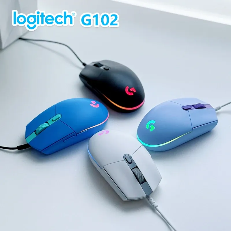 Logitech G102 Gaming-Maus, kabelgebunden, RGB-Beleuchtung, 6 programmierbare Tasten, 8000 DPI, verstellbar, ergonomisch, passend für Desktop-Laptops