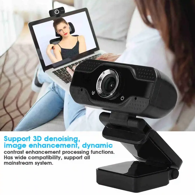 Webcam mit Mikrofon, USB-Computerkamera für Online-Unterricht, Videoanrufe, Zoom, Teams, Streaming