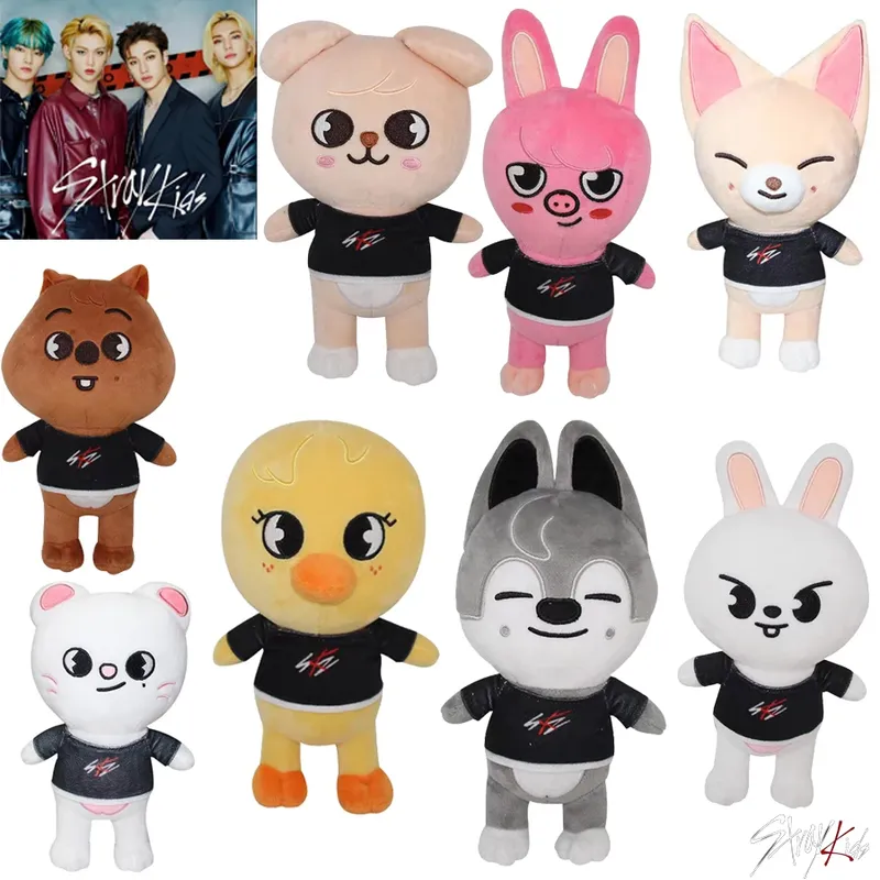 Skzoo Plüsch Kpop Spielzeug Streunende Kinder Cartoon Stofftier Plüschtiere Puppe Kawaii Begleiter für Kinder Erwachsene Fans Leeknow Hyunjin Geschenk